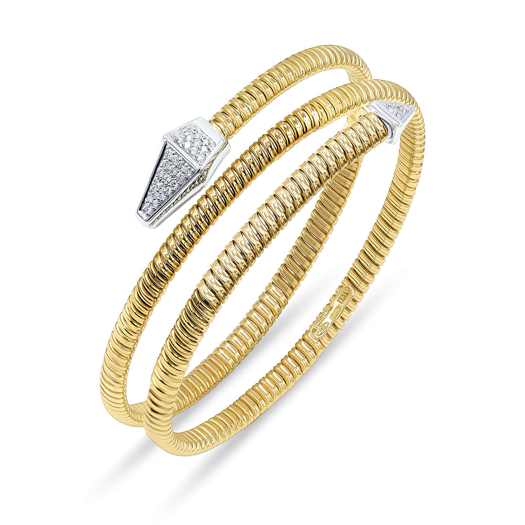 Tessitore Tubogas 2 Line Bangle with Diamond Accents