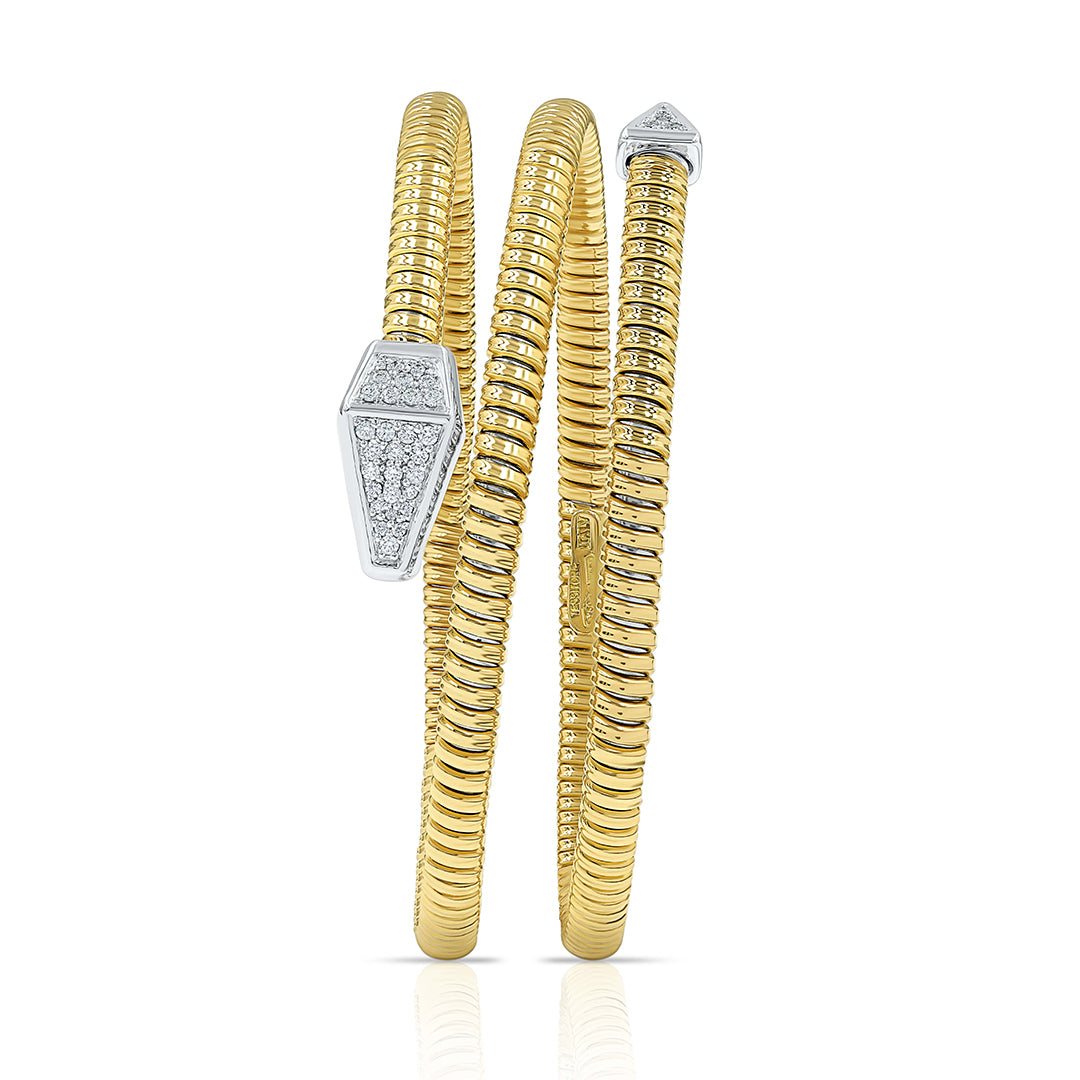 Tessitore Tubogas 2 Line Bangle with Diamond Accents