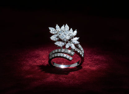 Celestial Bloom 18K White Gold Diamond Ring