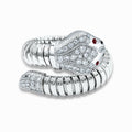 Tessitore Serpente Diamond & Ruby Coiled Ring in 18K White Gold