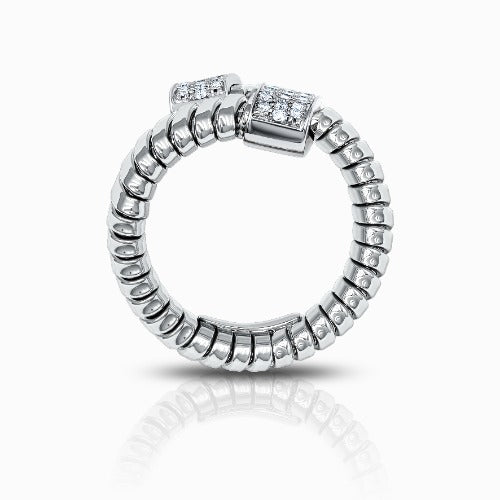 Tessitore Diamond Tubogas Open-Cuff Ring in 18K White Gold