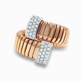 Tessitore Diamond Tubogas Open-Cuff Ring in 18K Rose & White Gold