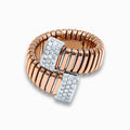 Tessitore Diamond Tubogas Open-Cuff Ring in 18K Rose & White Gold