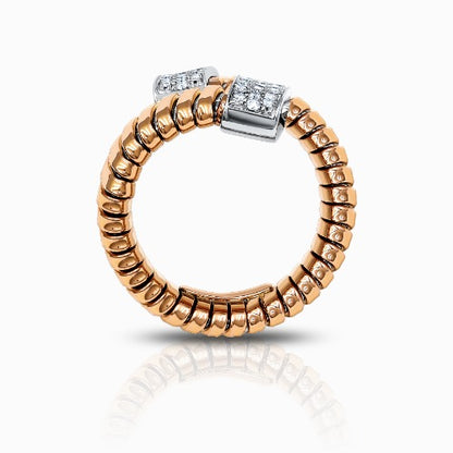Tessitore Diamond Tubogas Open-Cuff Ring in 18K Rose & White Gold
