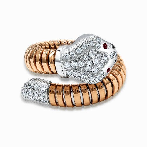 Tessitore Serpente Diamond & Ruby Coiled Ring in 18K Rose & White Gold