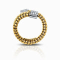 Tessitore Diamond Tubogas Open-Cuff Ring in 18K Yellow & White Gold