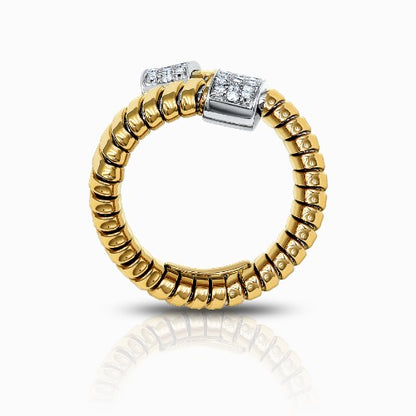 Tessitore Diamond Tubogas Open-Cuff Ring in 18K Yellow & White Gold