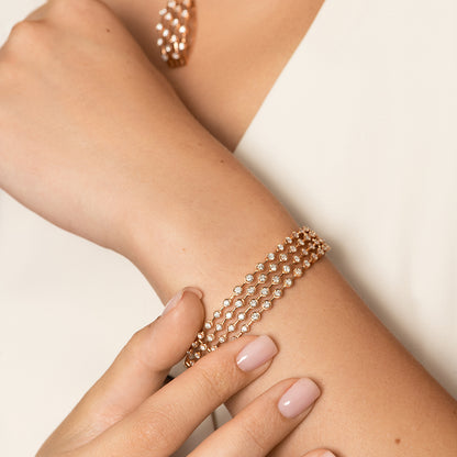 Amara 4 Line Diamond Bangle - Rose Gold