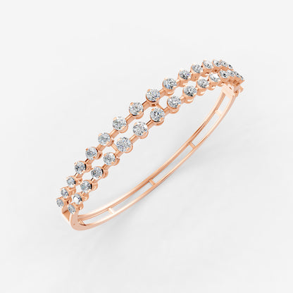 Amara 2 line Diamond Bangle 18K Rose Gold by Liali Jewellery - Shop Online through www.lialijewellery.com - The Diamond Jewellery in GCC - World Wide Shipping  - Free delivery in UAE 