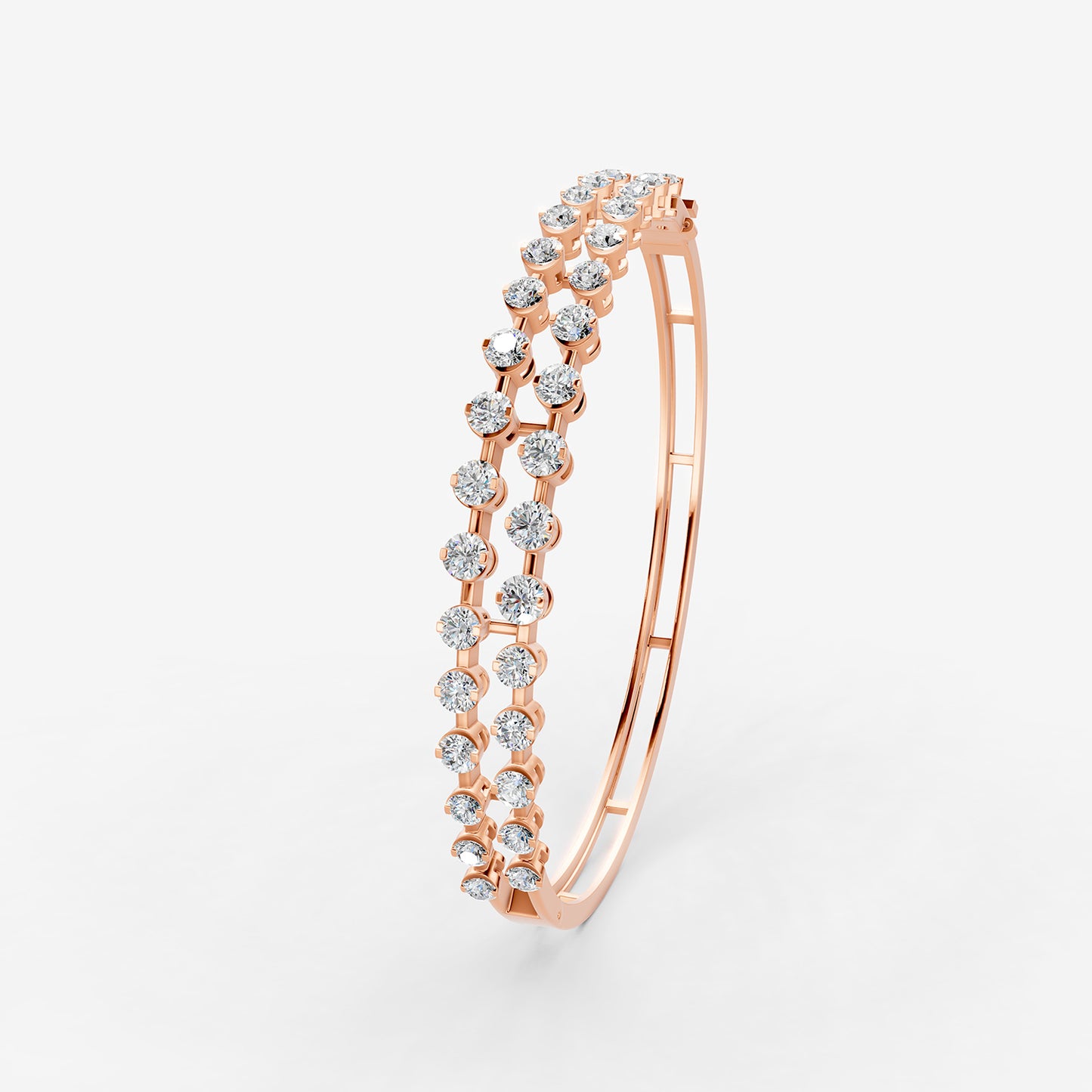 Amara 2 line Diamond Bangle 18K Rose Gold by Liali Jewellery - Shop Online through www.lialijewellery.com - The Diamond Jewellery in GCC - World Wide Shipping  , Free delivery in UAE 
