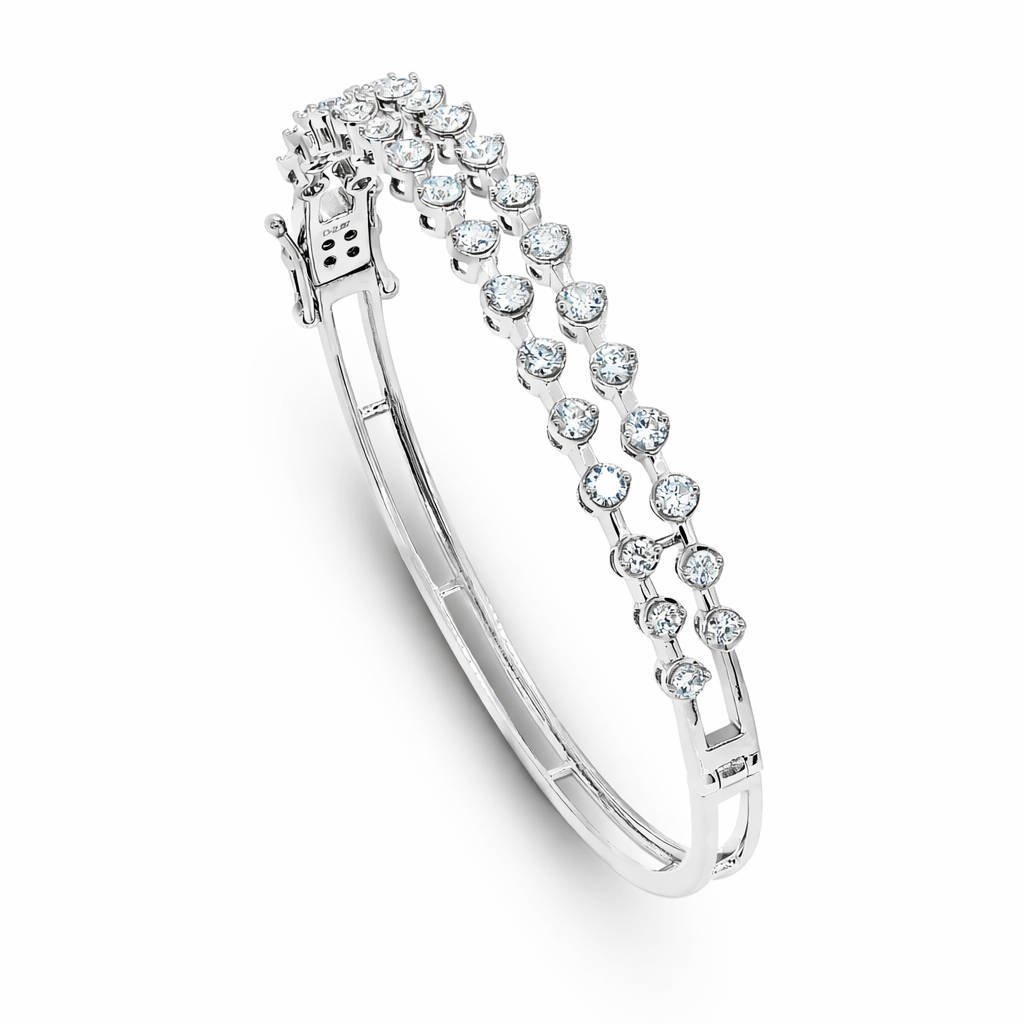 Amara 2 line Diamond Bangle 18K White Gold by Liali Jewellery - Shop Online through www.lialijewellery.com