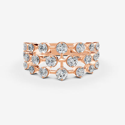 Amara 3 Line Diamond Ring in 18K Rose Gold  by Liali Jewellery - shop diamond jewellery online through www.lialijewellery.com - The most trusted diamond jewellery in UAE - world wide shipping - free delivery in UAE 