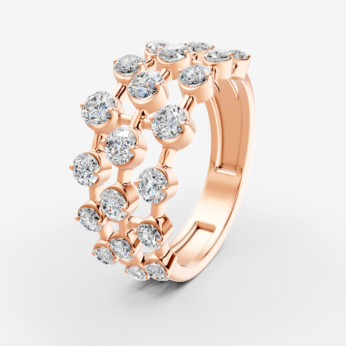Amara 3 Line Diamond Ring in 18K Rose Gold  by Liali Jewellery - shop diamond jewellery online through www.lialijewellery.com - The most trusted diamond jewellery in UAE - world wide shipping - free delivery in UAE - Since 1999