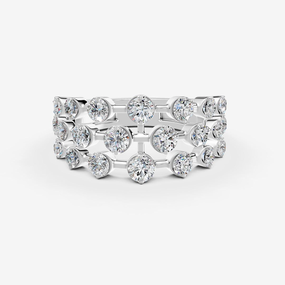Amara 3 Line Diamond Ring in 18K White Gold by Liali Jewellery - Shop diamond jewellery online through www.lialijewellery.com - world wide shipping - free delivery in UAE