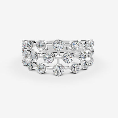 Amara 3 Line Diamond Ring in 18K White Gold by Liali Jewellery - Shop diamond jewellery online through www.lialijewellery.com - world wide shipping - free delivery in UAE