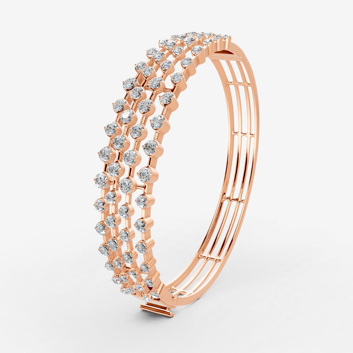 Amara 4 Line Diamond Bangle in 18K Rose Gold