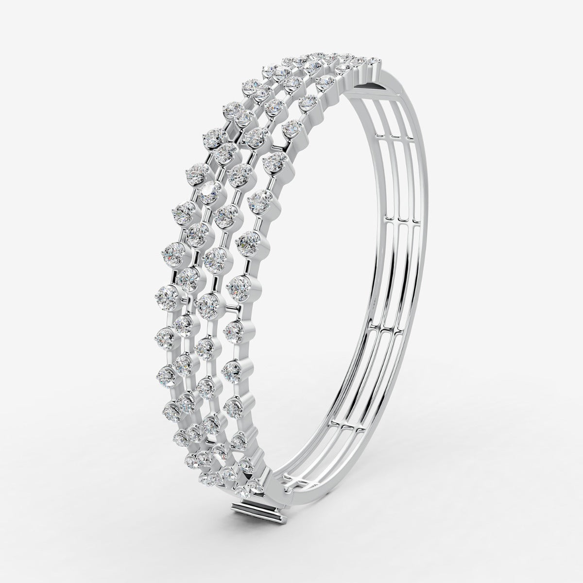Amara 4 Line Diamond Bangle in 18K White Gold by Liali Jewellery - shop diamond jewellery online through www.lialijewellery.com - The most trusted diamond jewellery in UAE - world wide shipping - free delivery in UAE 