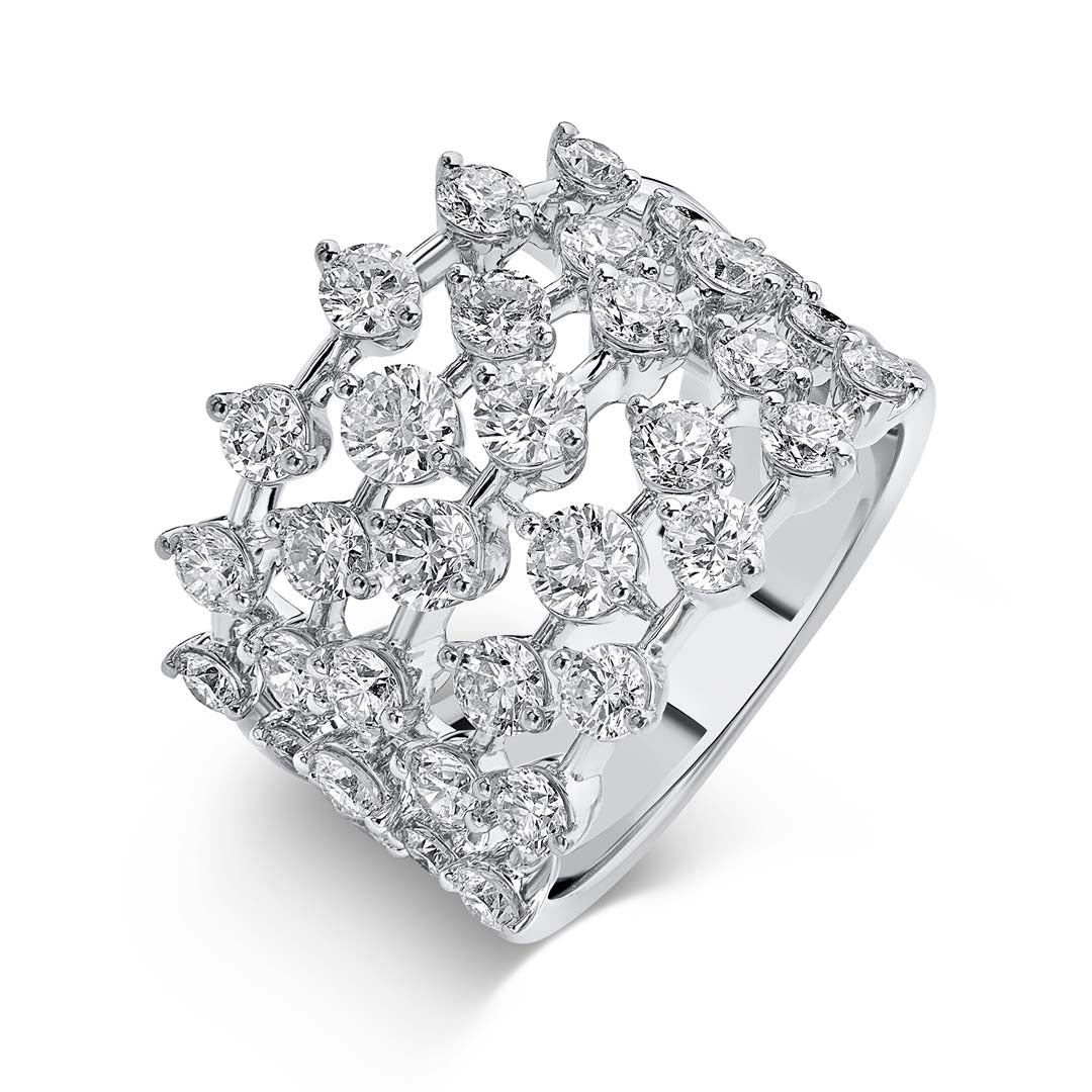 Amara 5 Line Diamond Ring in 18K White Gold by Liali Jewellery - shop diamond jewellery online through www.lialijewellery.com - The most trusted diamond jewellery in UAE - world wide shipping - free delivery in UAE