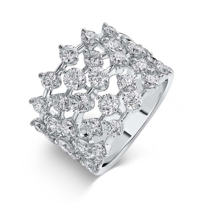 Amara 5 Line Diamond Ring in 18K White Gold by Liali Jewellery - shop diamond jewellery online through www.lialijewellery.com - The most trusted diamond jewellery in UAE - world wide shipping - free delivery in UAE