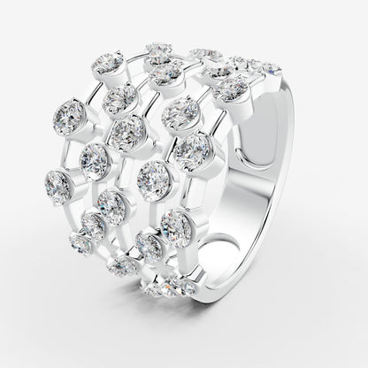 Amara 5 Line Diamond Ring in 18K White Gold by Liali Jewellery - shop diamond jewellery online through www.lialijewellery.com - The most trusted diamond jewellery in UAE - world wide shipping - free delivery in UAE - Fne jewellery since 1999