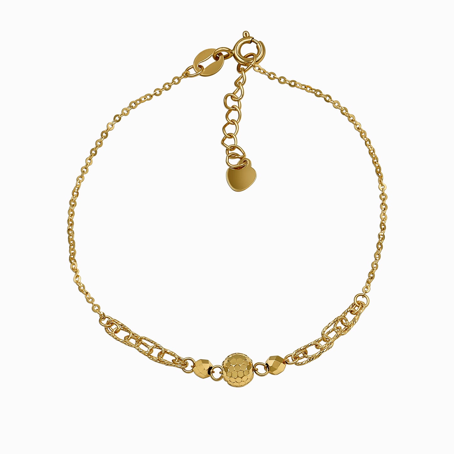 Textured Sphere & Link 18K Yellow Gold Bracelet