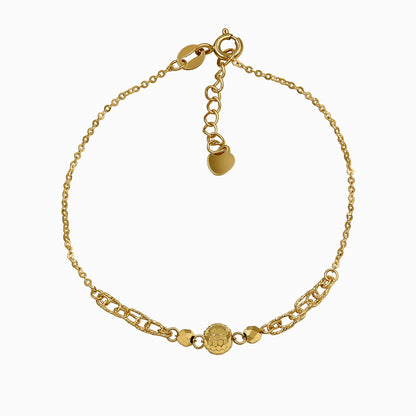 Textured Sphere & Link 18K Yellow Gold Bracelet