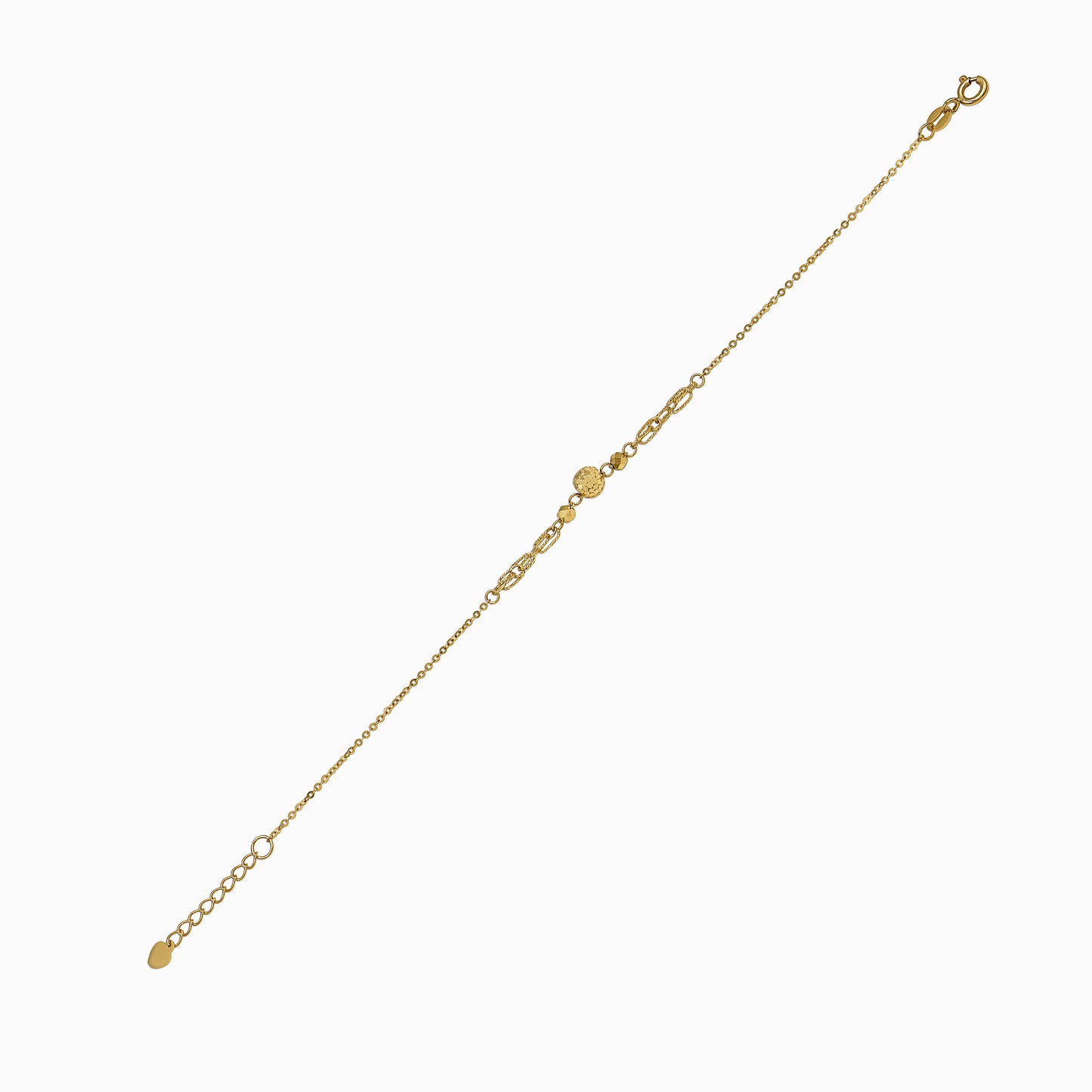 Textured Sphere & Link 18K Yellow Gold Bracelet