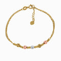Tri-Color Diamond-Cut Beaded 18K Gold Bracelet