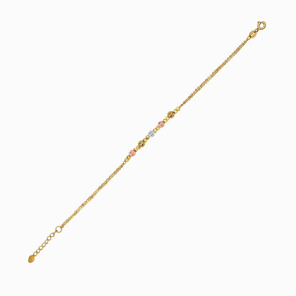 Tri-Color Diamond-Cut Beaded 18K Gold Bracelet
