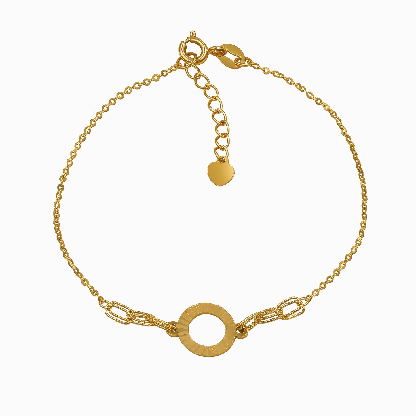 Radiant Textured Circle 18K Yellow Gold Bracelet