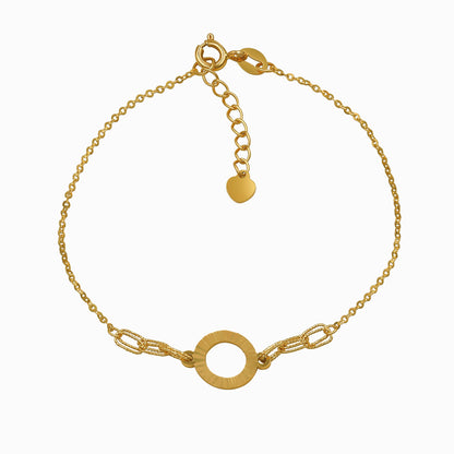 Radiant Textured Circle 18K Yellow Gold Bracelet