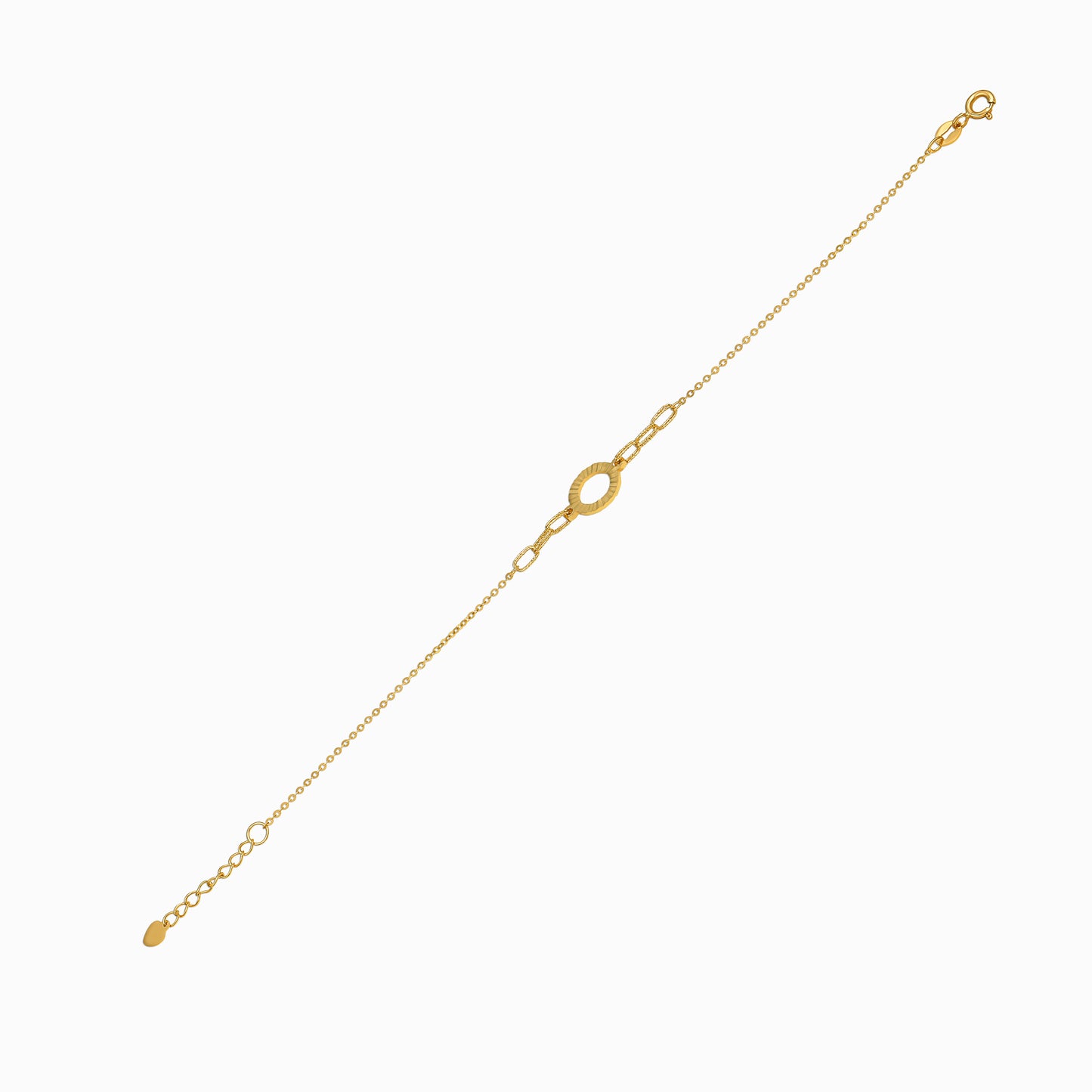 Radiant Textured Circle 18K Yellow Gold Bracelet