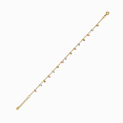 Tri-Color Diamond-Cut Droplet 18K Gold Bracelet