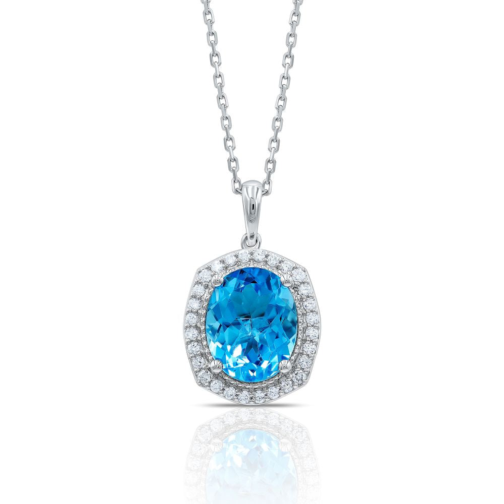 Best diamond jewellery in UAE - Shop diamond jewellery from www.lialijewellery.com - world wide shipping - free delivery in AE - blue topaz pendant - 18k white gold