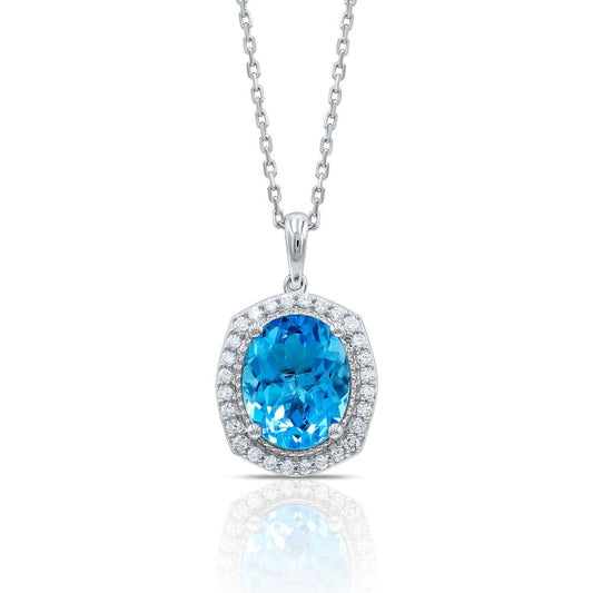 Best diamond jewellery in UAE - Shop diamond jewellery from www.lialijewellery.com - world wide shipping - free delivery in AE - blue topaz pendant - 18k white gold