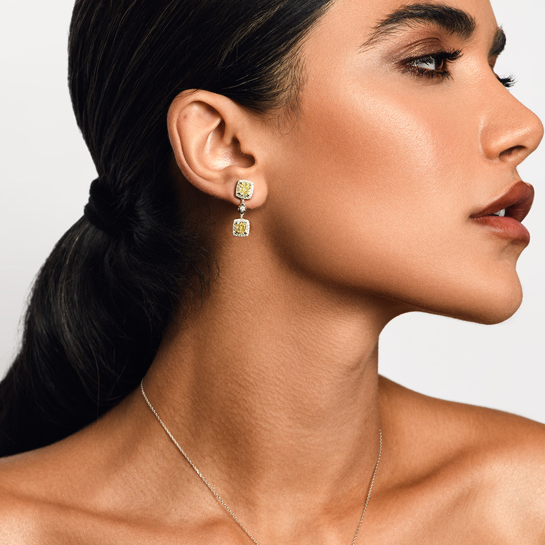 Fancy Yellow Diamond Drop Earrings
