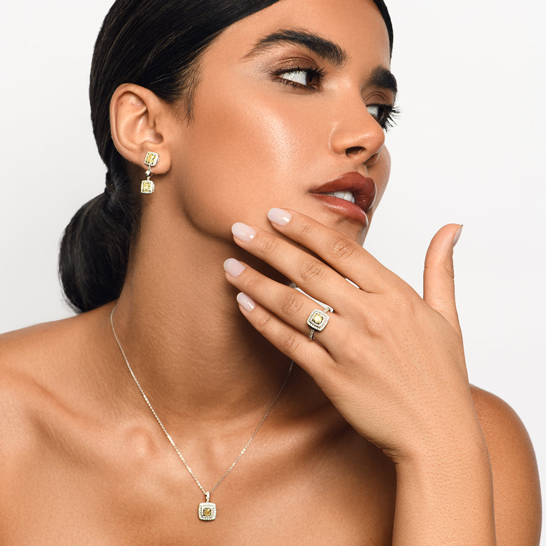 Fancy Yellow Diamond Halo Ring