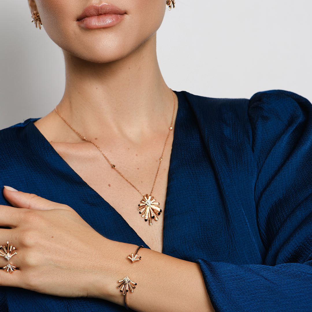 Carine Twin Starburst Diamond Bangle - Regular