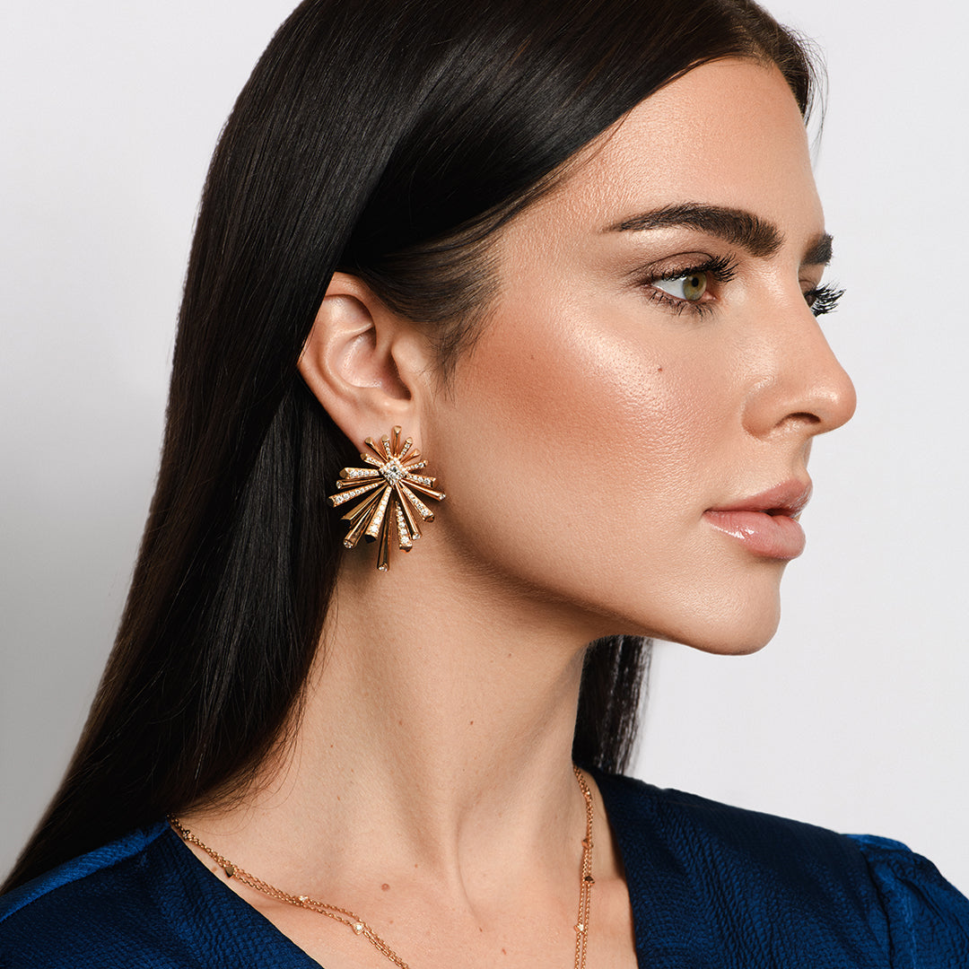 Carine Starburst Diamond Earrings - Large