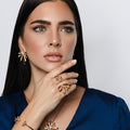 Carine Two Finger Starburst Diamond Ring in 18K Rose Gold