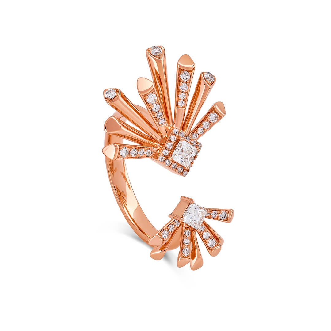Carine Twin Starburst Diamond Ring by Liali Jewellery -shop diamond jewellery online through www.lialijewellery.com - world wide shipping - free delivery in UAE