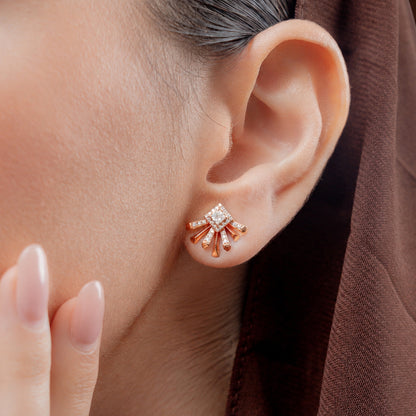 Carine Starburst Small Stud Diamond Earrings in 18K Rose Gold