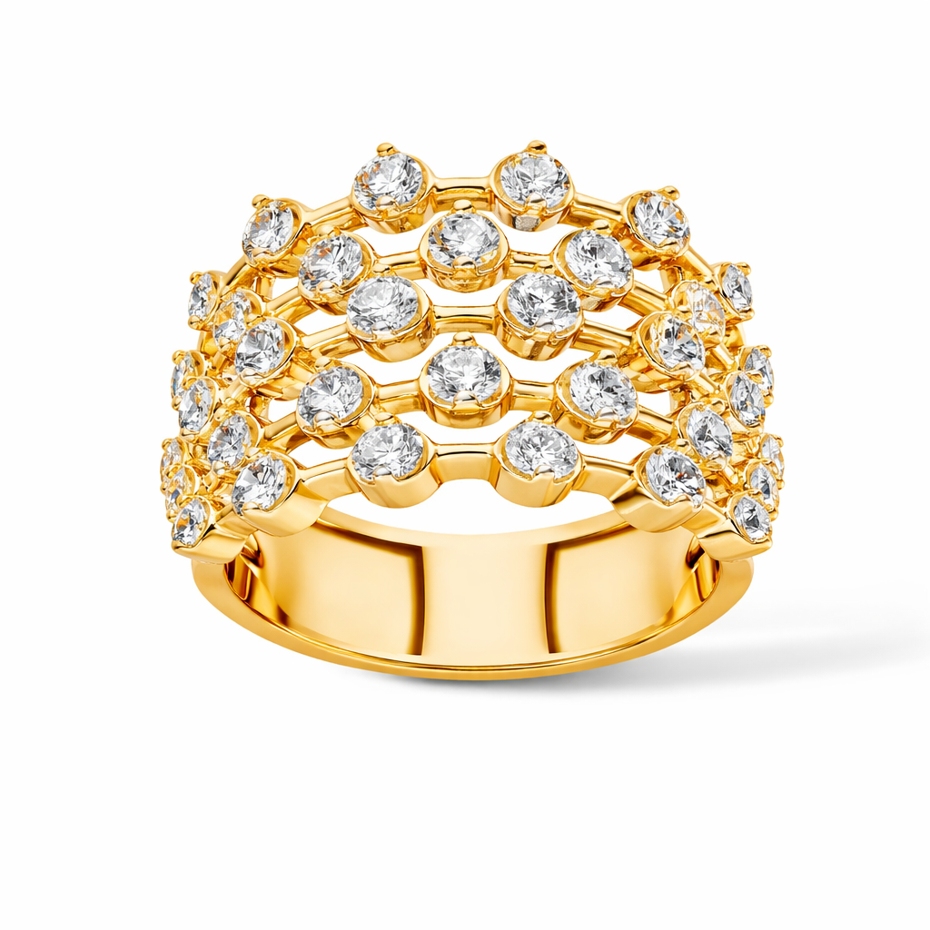 Amara 5 Line Diamond Ring in 18K Yellow Gold