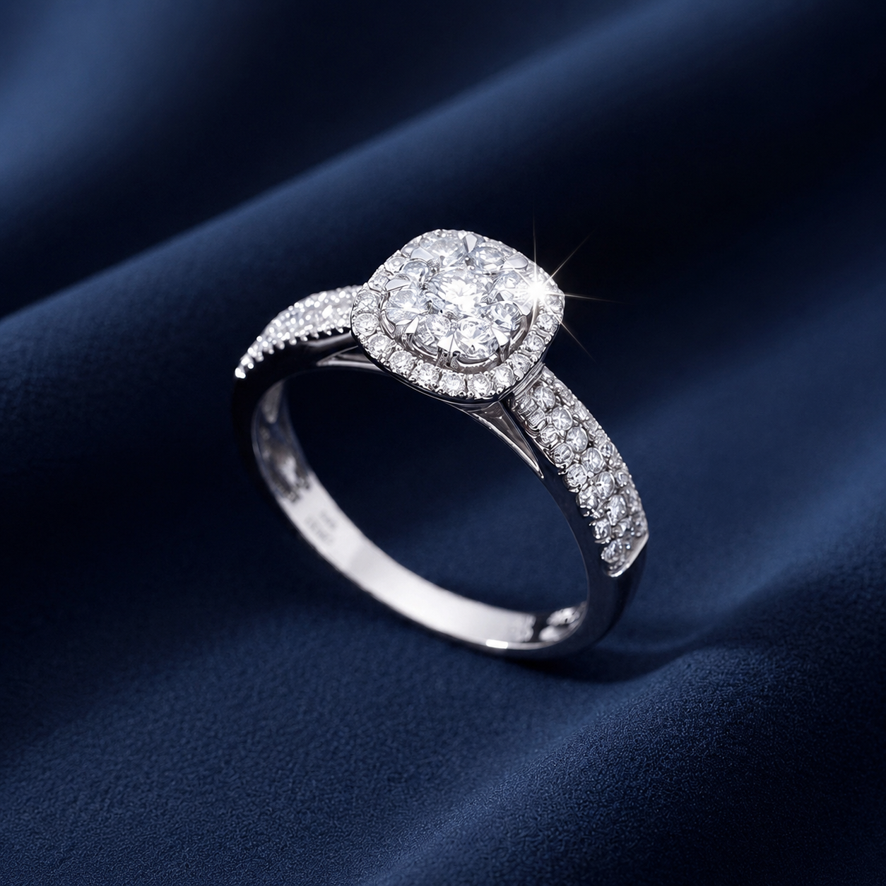 Mirage Halo Diamond Ring in 18K Gold