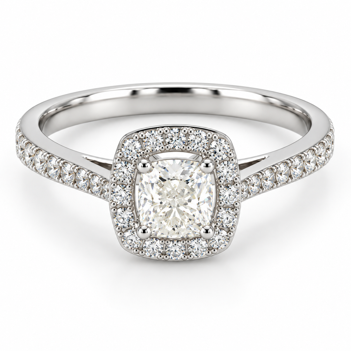 Elara Cushion Diamond Ring in 18K White Gold