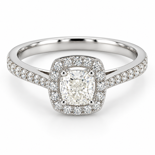 Elara Cushion Diamond Ring in 18K White Gold