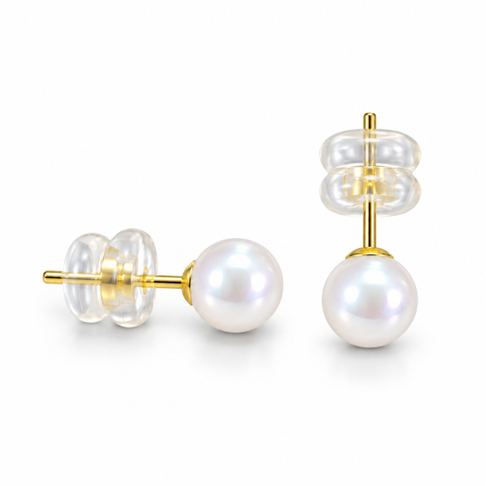Classic Pearl Stud Earrings in 18K Yellow Gold