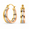 Trinité Tri-Color 18K Gold Hoop Earrings