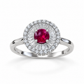 Roselle Ruby & Diamond Ring in 18K White Gold