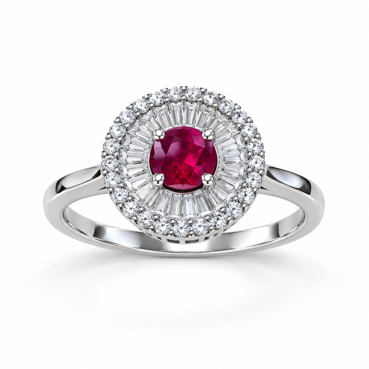 Roselle Ruby & Diamond Ring in 18K White Gold